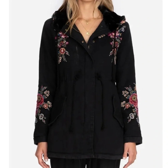 JOHNNY WAS SABAH FAUX FUR LINED MILITARY JACKET S - Picture 2 of 8